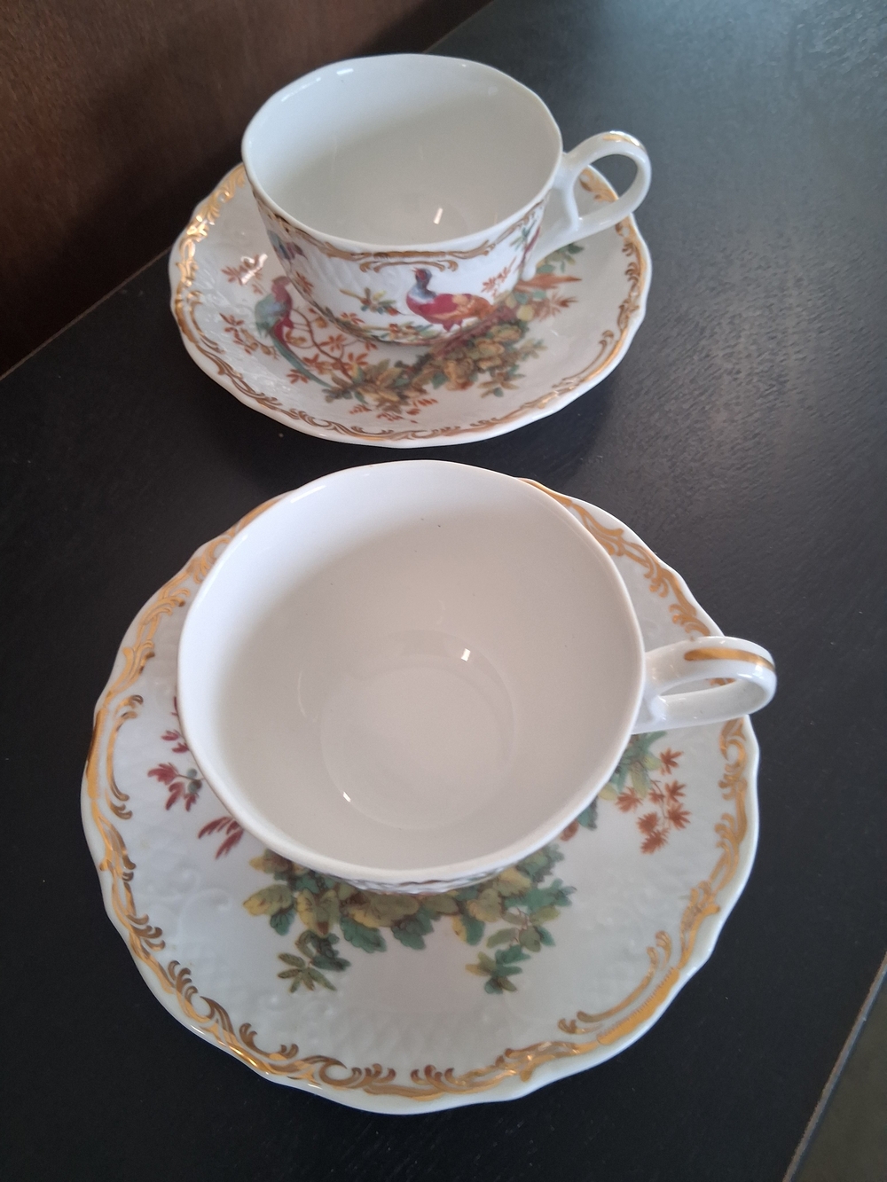 Andrea By Sadek "Exotic Porcelain Tea Cup and Saucer Set in White with Gold Trim